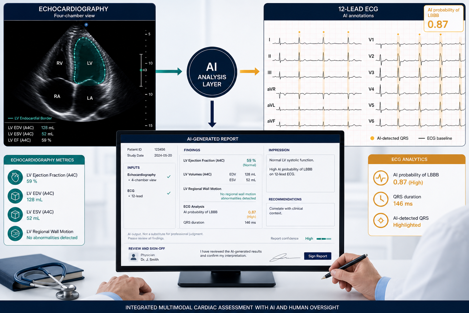 AI in Cardiology: Echocardiography and ECG Interpretation — FDA-Cleared Tools, Clinical Evidence, and Deployment Landscape