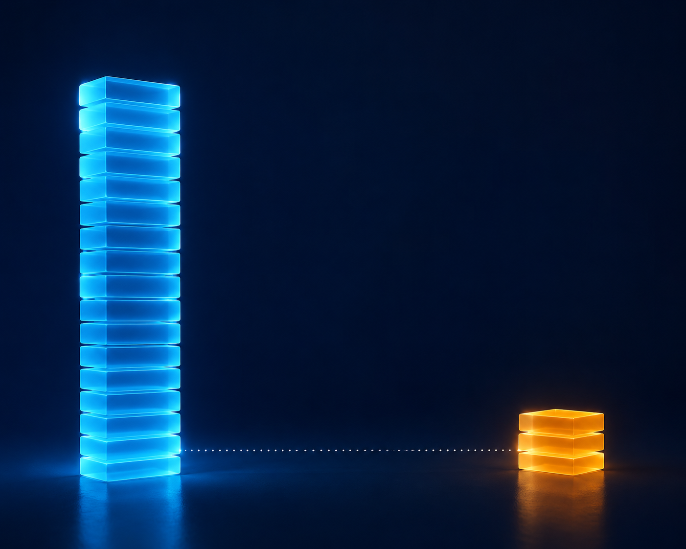 Large stack of authorization blocks contrasted with a small evidence stack