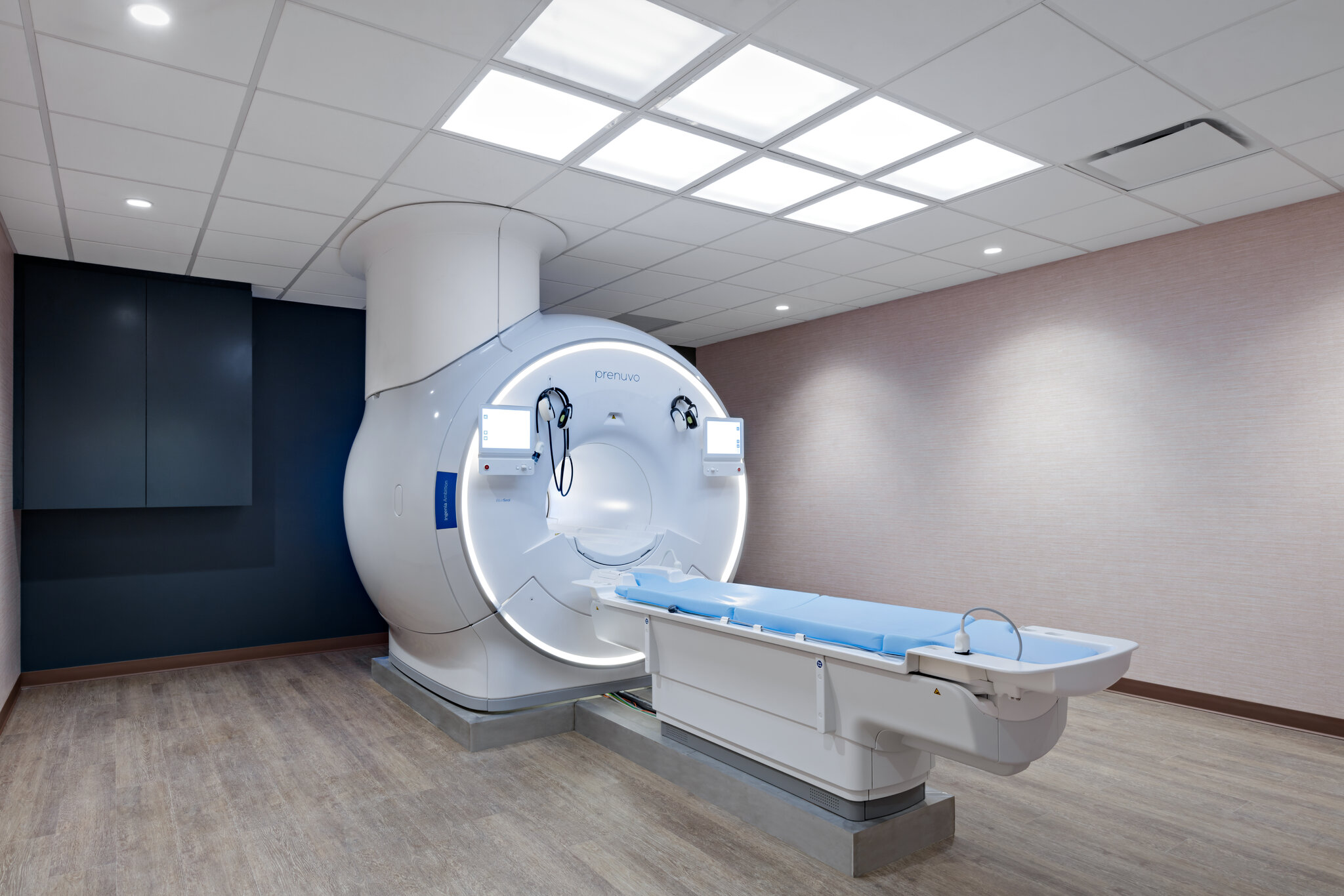 A Prenuvo full-body MRI scanner in a calm design-conscious clinical suite