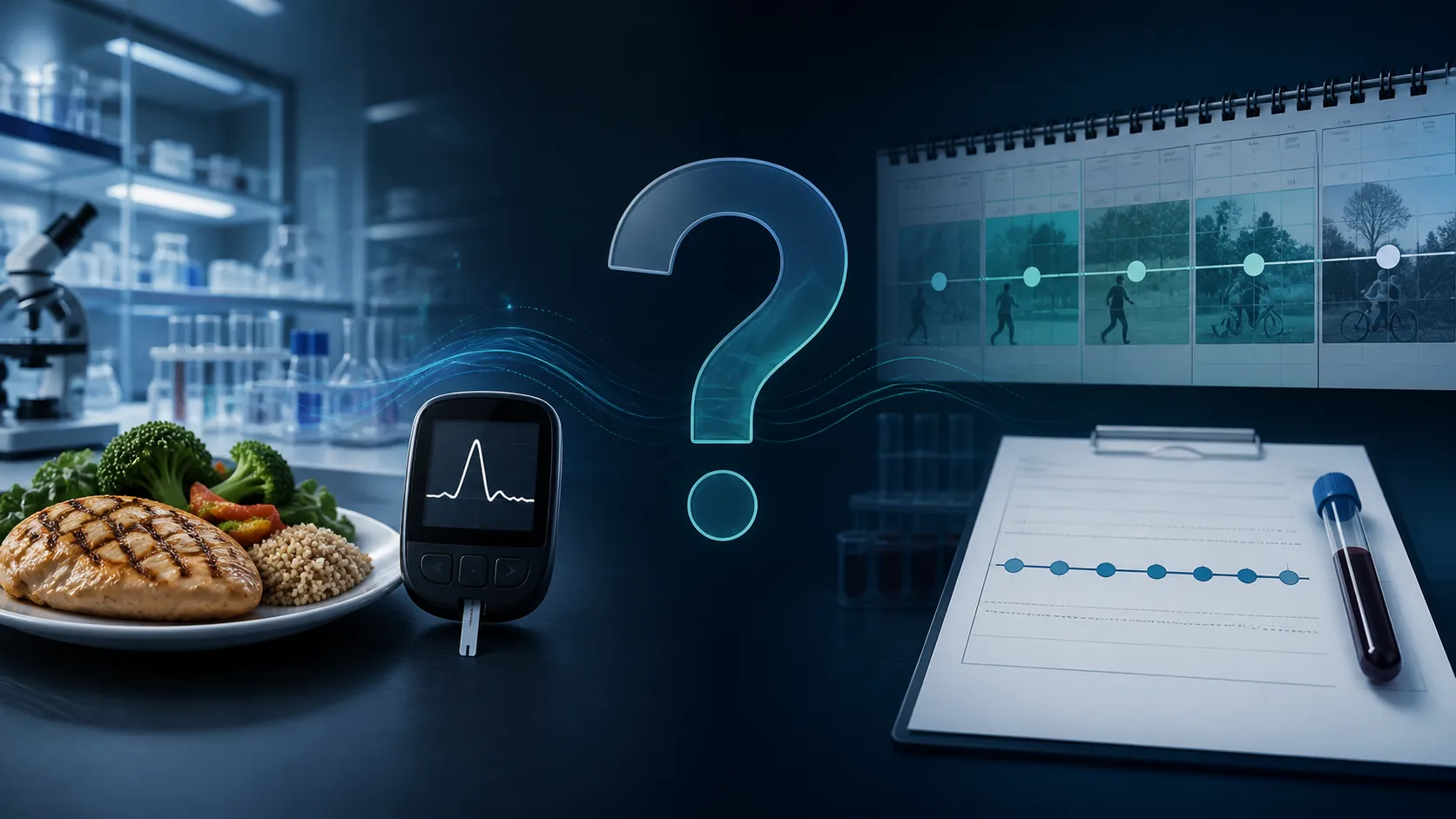 Controlled meal glucose monitor contrasted with a weeks-long HbA1c timeline