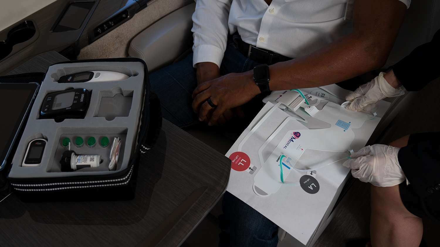 MedAire Digital Assessment Kit with connected medical devices laid out on a surface.