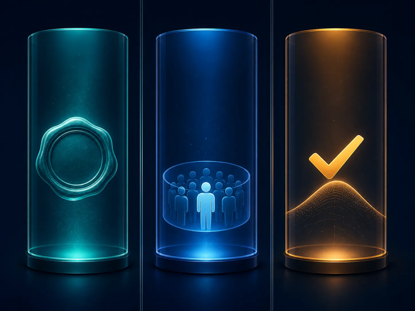 Three separate evidence lanes showing regulatory status, prospective evidence, and validation as distinct questions