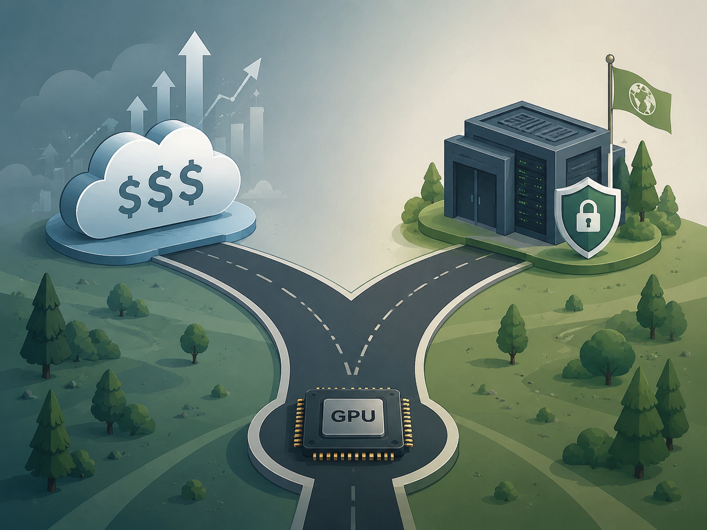 Strategic fork from a GPU toward escalating cloud costs or on-premise compute sovereignty