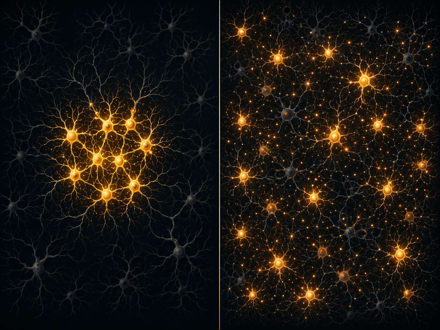 Comparison of compact normal engram recruitment and diffuse over-activation in a tau-deficient condition