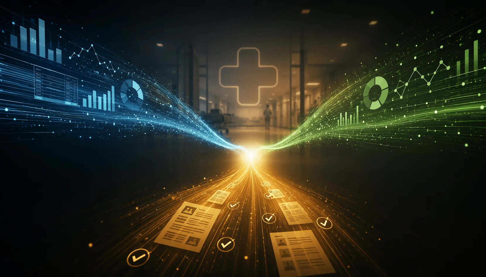 Three streams of financial, survey, and implementation evidence converging toward a hospital corridor