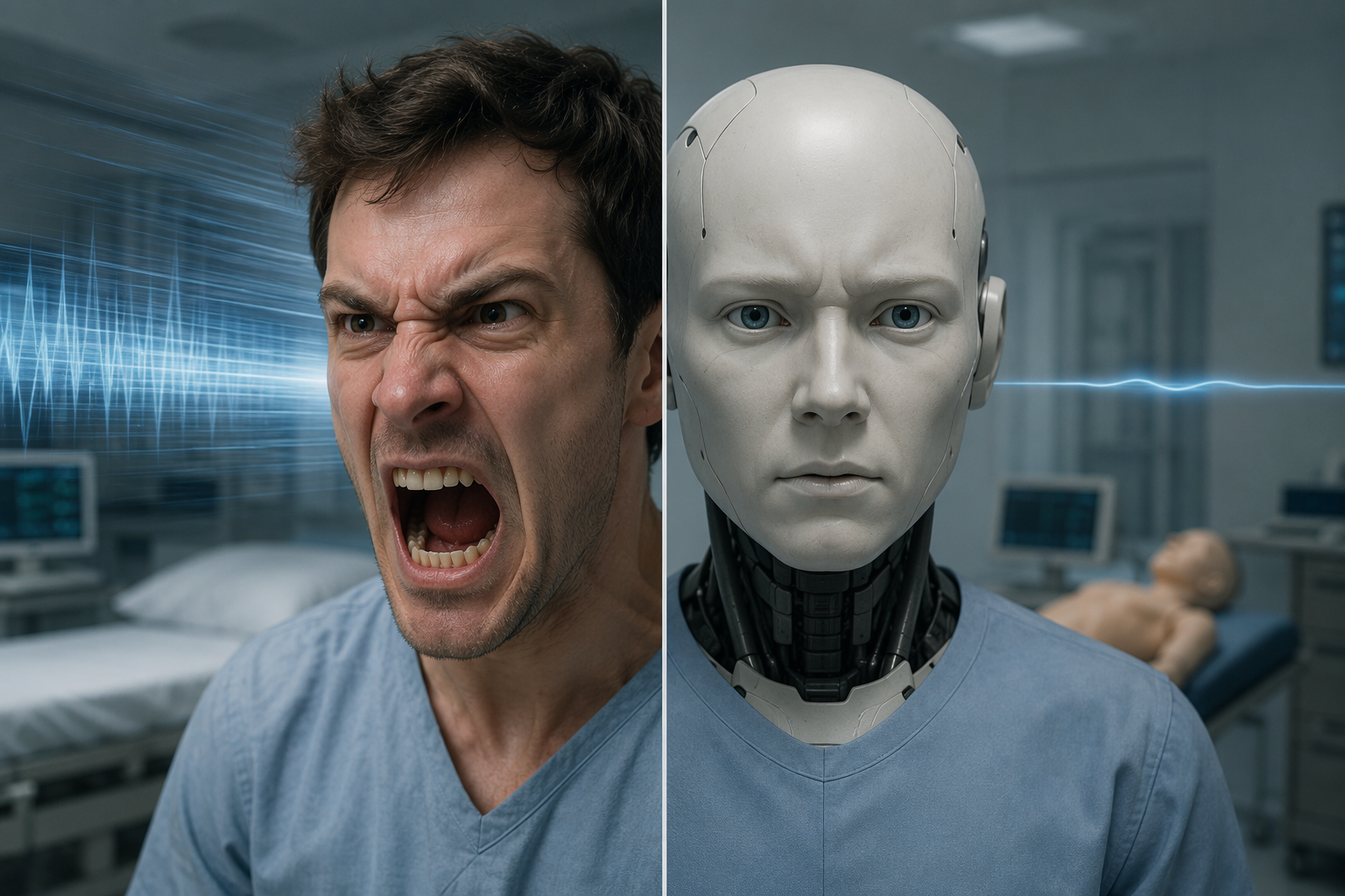 Editorial comparison of human and robot angry facial expression in a clinical simulation setting