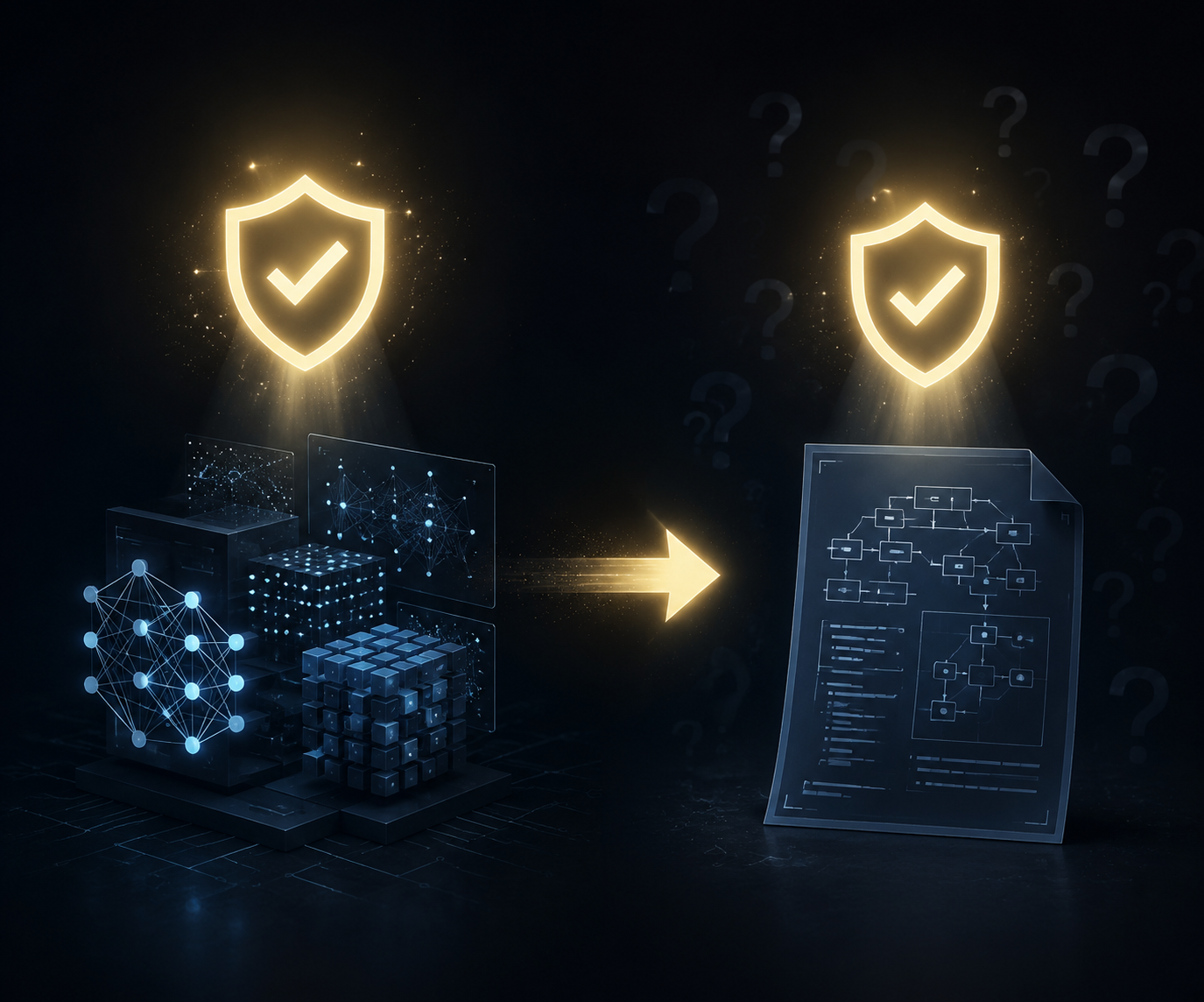 Trust symbol moving from machine learning model shapes to a formal specification document