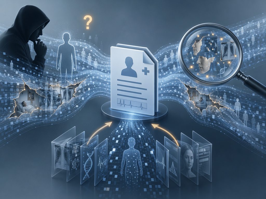 Conceptual attack pathways against synthetic health data including membership inference, attribute disclosure, and reconstruction