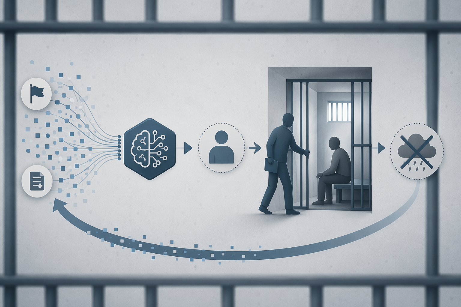Diagram showing how suicide prediction AI interventions can alter the data used to validate the model