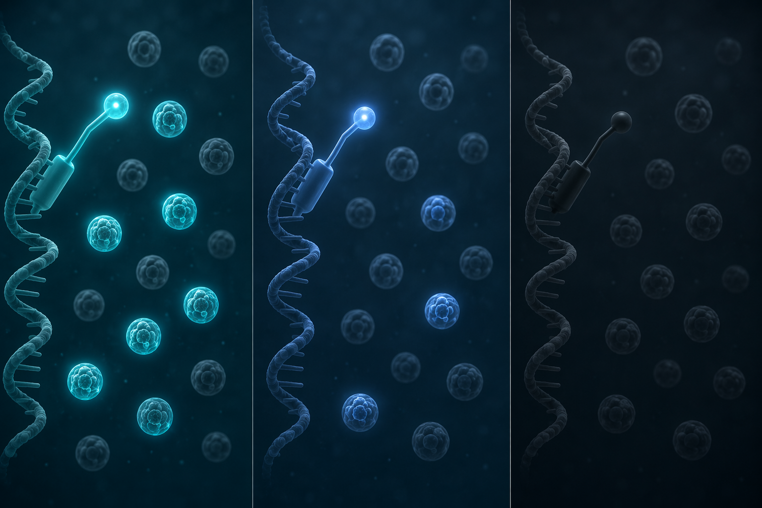 Three molecular probes showing different Cyclospora detection levels across assay targets
