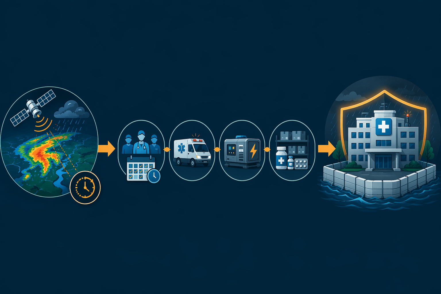 Workflow from flood forecast to hospital preparedness actions