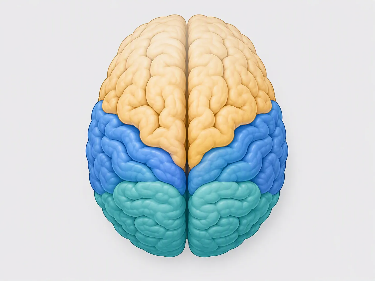 Brain silhouette highlighting frontal, temporal, and occipital regions
