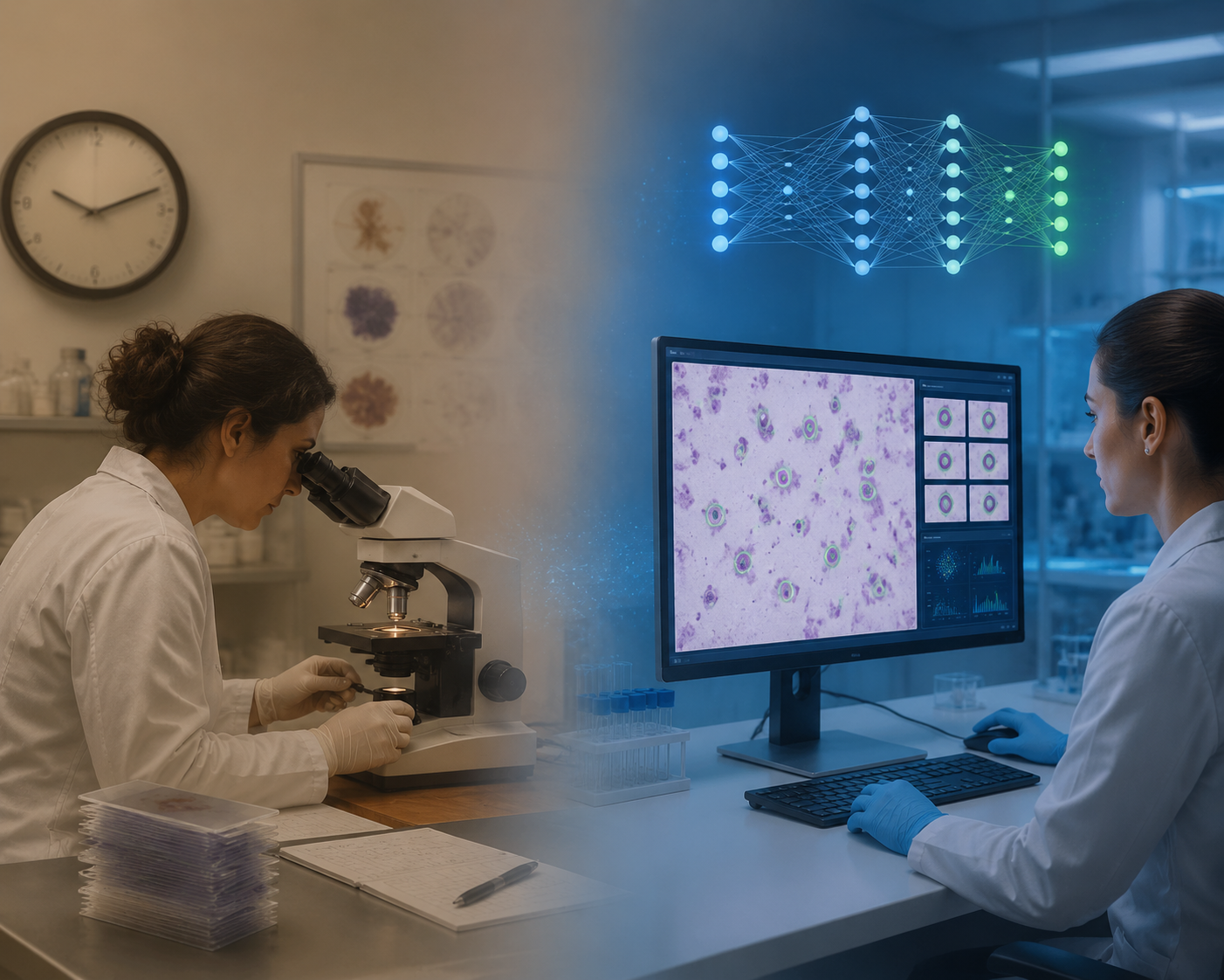 Comparison of manual stool slide review and AI-assisted digital microscopy workflow
