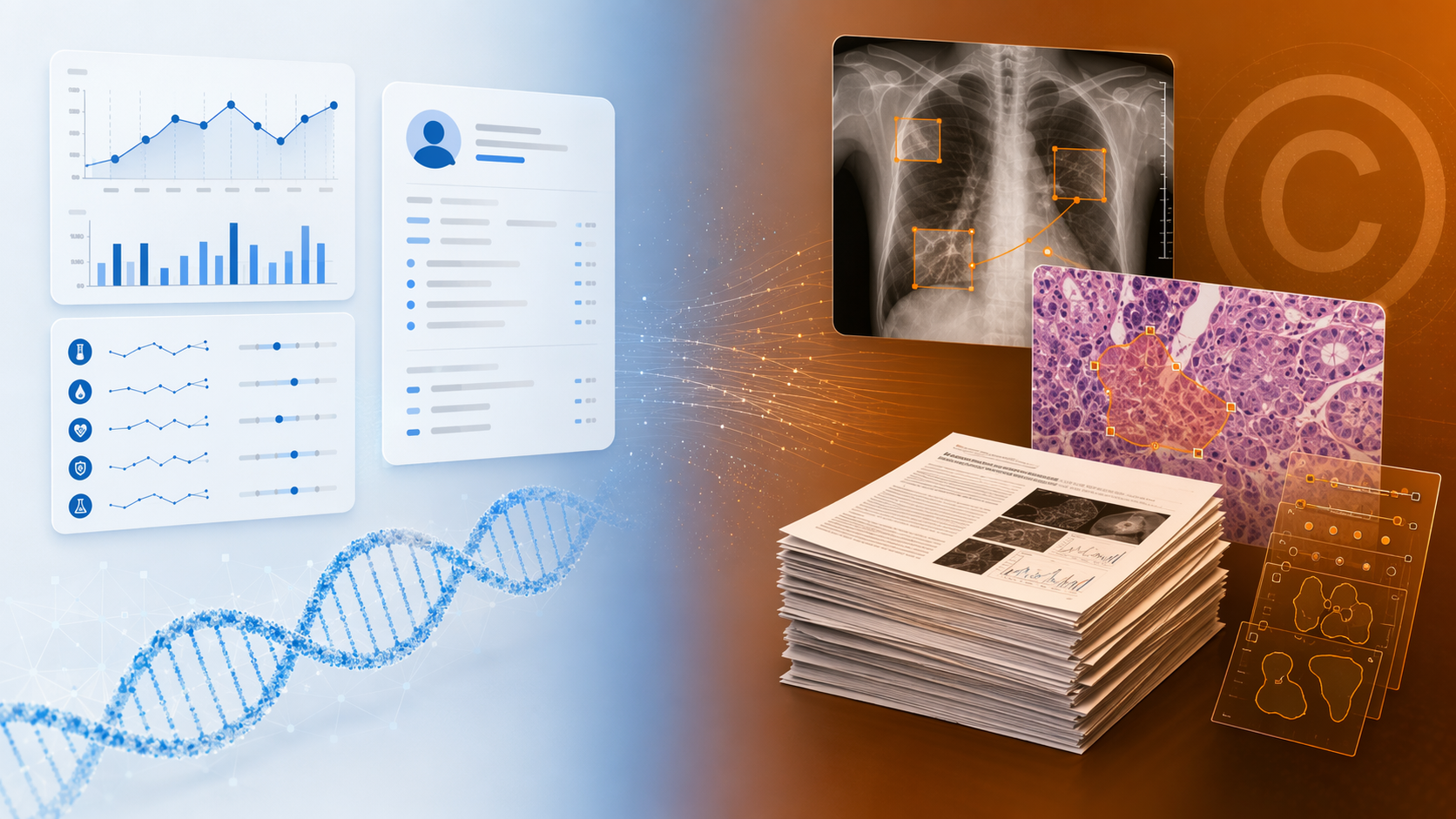 Comparison of lower-risk raw clinical data and higher-risk curated medical AI datasets