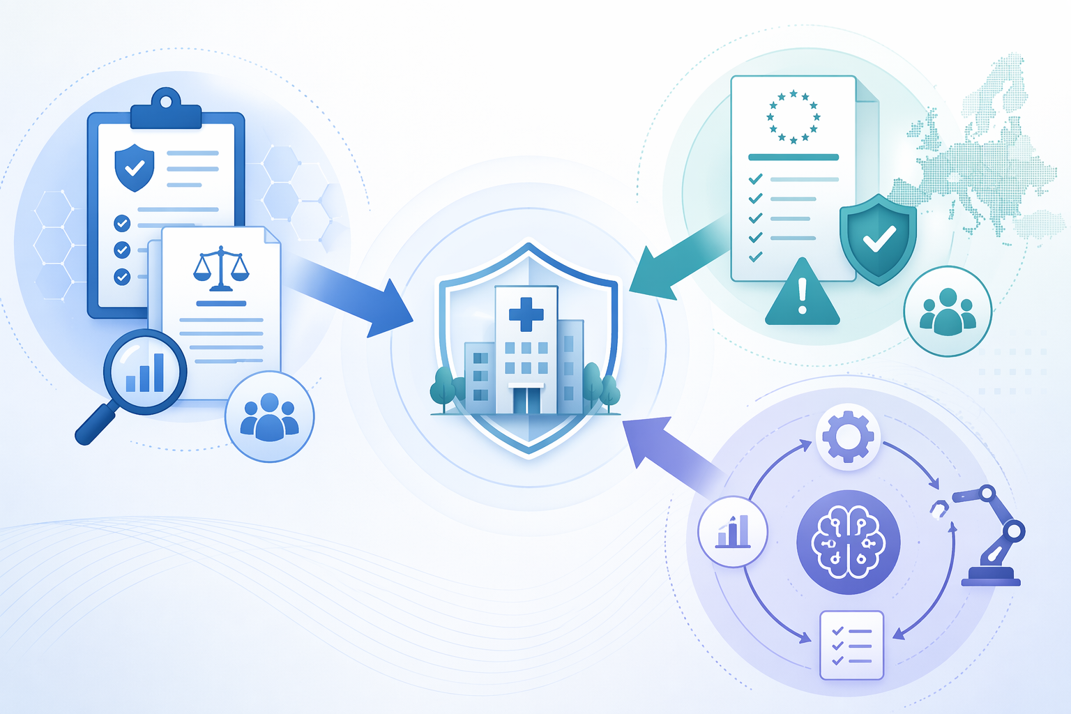 Regulatory evidence requirements, compliance obligations, and autonomous AI decision pathways converging on a health system