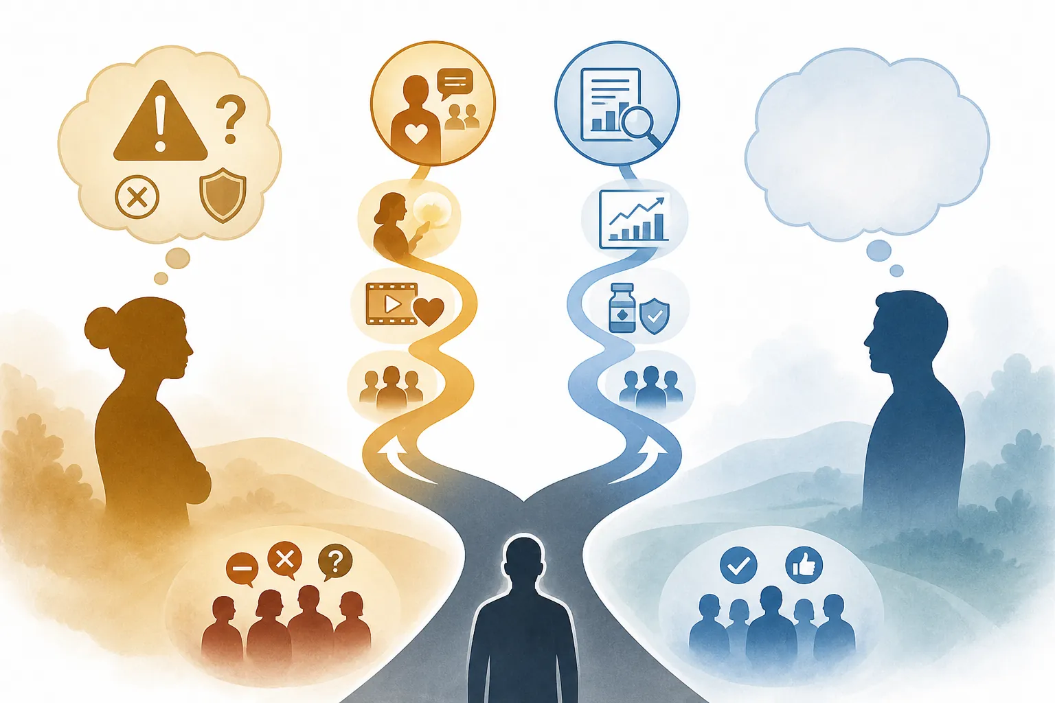 Skeptical and accepting audience pathways responding differently to emotional stories and factual information