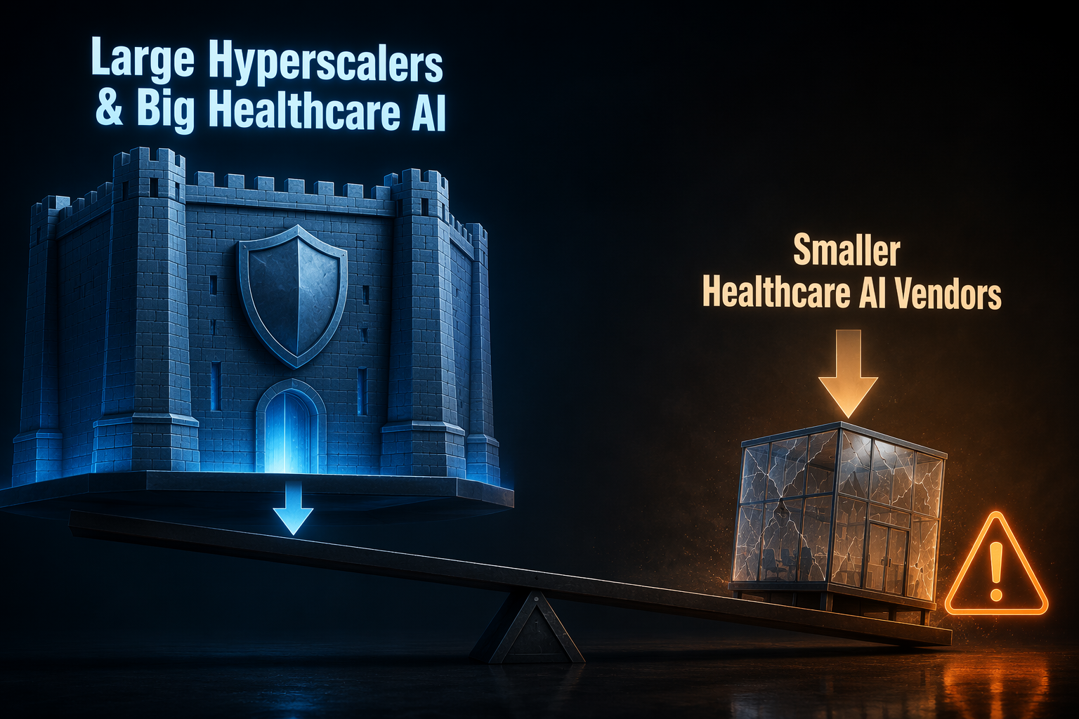 Asymmetric exposure between large infrastructure-rich AI firms and smaller healthcare AI vendors facing cost pressure
