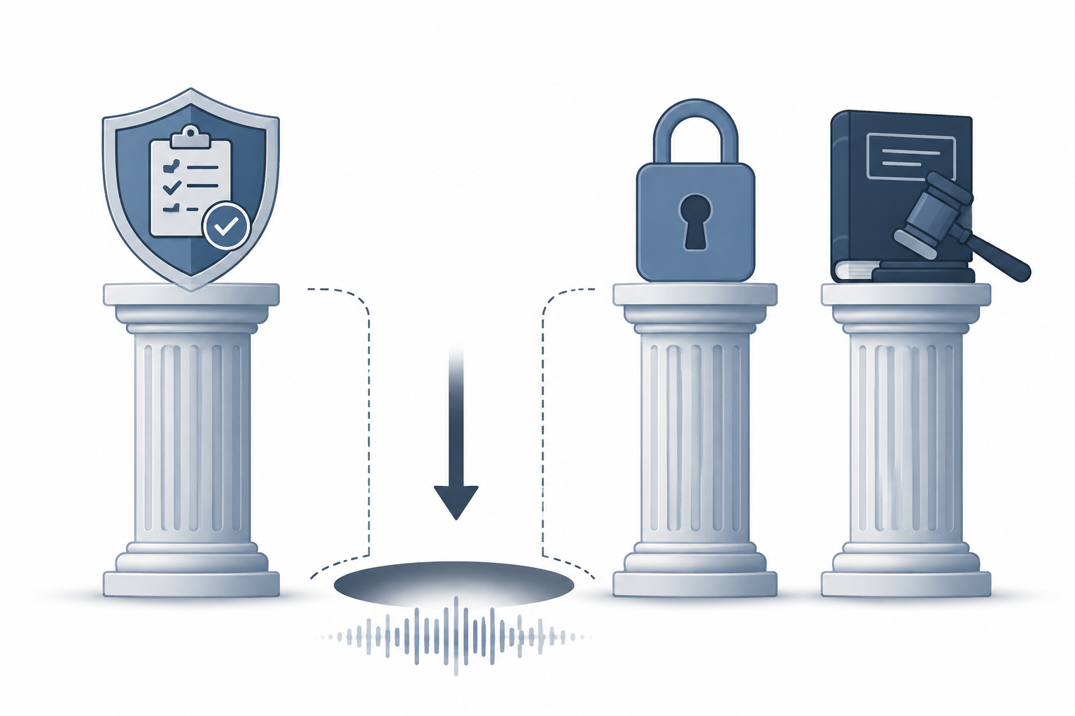 Regulatory pillars for FDA review, HIPAA privacy rules, and state consent laws with a gap between them