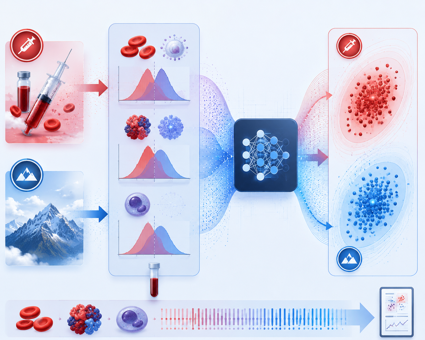 Diagram of EPO and altitude training pathways separated by a machine learning model
