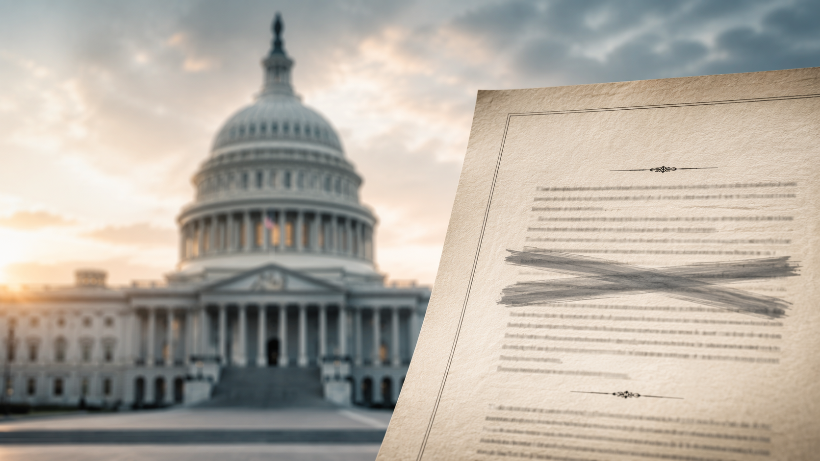 US Capitol with blurred constitutional text suggesting an unclear legal standard for health and disability disclosure